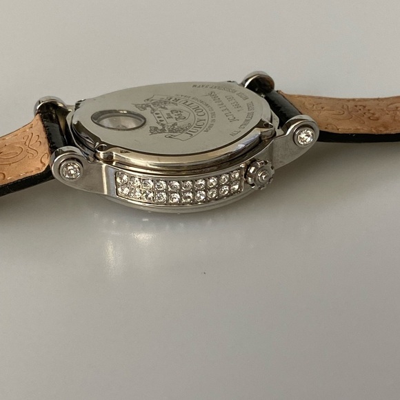 Juicy Couture Watch Lady’s Crystals Black Leather Band New Battery Working - Picture 7 of 16